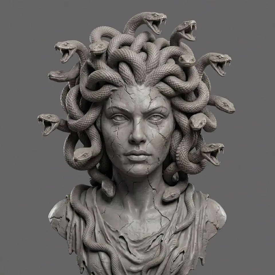 Medusa figure — painted resin look