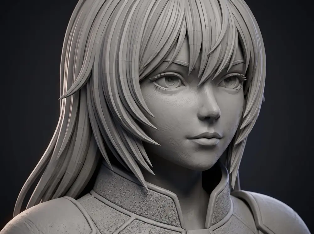 UForge3D mesh close-up, individual hair strands resolved in geometry